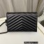 Saint Laurent cassandre matelassé envelope chain wallet in grain de poudre embossed leather 393953/742920/695108 Black