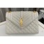 Saint Laurent medium envelope Bag in quilted grain de poudre embossed leather 600185 White