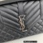 Saint Laurent medium envelope Bag in quilted grain de poudre embossed leather 600185 Black/Silver