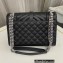 Saint Laurent medium envelope Bag in quilted grain de poudre embossed leather 600185 Black/Silver