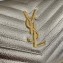 Saint Laurent cassandre matelassé chain wallet in grain de poudre embossed leather 377828 Gold