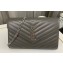 Saint Laurent cassandre matelassé chain wallet in grain de poudre embossed leather 377828 Gray/Silver