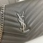 Saint Laurent cassandre matelassé chain wallet in grain de poudre embossed leather 377828 Gray/Silver