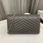 Saint Laurent cassandre matelassé chain wallet in grain de poudre embossed leather 377828 Gray/Silver