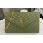 Saint Laurent cassandre matelassé chain wallet in grain de poudre embossed leather 377828 Green/Gold