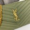 Saint Laurent cassandre matelassé chain wallet in grain de poudre embossed leather 377828 Green/Gold
