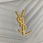 Saint Laurent cassandre matelassé chain wallet in grain de poudre embossed leather 377828 White/Gold