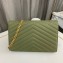 Saint Laurent cassandre matelassé chain wallet in grain de poudre embossed leather 377828 Green/Gold