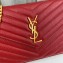 Saint Laurent cassandre matelassé chain wallet in grain de poudre embossed leather 377828 Red/Gold