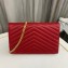Saint Laurent cassandre matelassé chain wallet in grain de poudre embossed leather 377828 Red/Gold