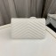 Saint Laurent cassandre matelassé chain wallet in grain de poudre embossed leather 377828 White/Gold