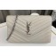 Saint Laurent cassandre matelassé chain wallet in grain de poudre embossed leather 377828 Creamy/Silver