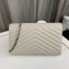 Saint Laurent cassandre matelassé chain wallet in grain de poudre embossed leather 377828 Creamy/Silver