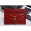 Saint Laurent Cassandre Matelassé Card Case In Grain De Poudre Embossed Leather 423291 Red/Gold