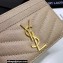 Saint Laurent Cassandre Matelassé Card Case In Grain De Poudre Embossed Leather 423291 Beige/Gold