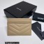 Saint Laurent Cassandre Matelassé Card Case In Grain De Poudre Embossed Leather 423291 Beige/Gold
