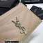 Saint Laurent Cassandre Matelassé Card Case In Grain De Poudre Embossed Leather 423291 Beige/Silver