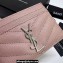 Saint Laurent Cassandre Matelassé Card Case In Grain De Poudre Embossed Leather 423291 Pink/Silver