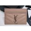 Saint Laurent Cassandre Matelassé Card Case In Grain De Poudre Embossed Leather 423291 Pink/Silver