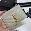 Saint Laurent Cassandre Matelassé Card Case In Grain De Poudre Embossed Leather 423291 Blanc Vintage/Gold