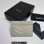 Saint Laurent Cassandre Matelassé Card Case In Grain De Poudre Embossed Leather 423291 Blanc Vintage/Gold