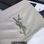 Saint Laurent Cassandre Matelassé Card Case In Grain De Poudre Embossed Leather 423291 Blanc Vintage/Silver