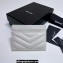 Saint Laurent Cassandre Matelassé Card Case In Grain De Poudre Embossed Leather 423291 White/Silver