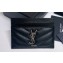 Saint Laurent Cassandre Matelassé Card Case In Grain De Poudre Embossed Leather 423291 Black/Silver
