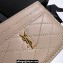 Saint Laurent Gaby Card Case In Quilted Lambskin 703219 Beige