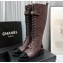 Chanel Lambskin & Patent Calfskin High Boots G45005 Burgundy 2023