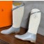 Hermes Jumping boots in calfskin Gray and printed H canvas 2023