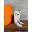 Hermes Jumping boots in calfskin Gray and printed H canvas 2023