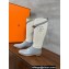 Hermes Jumping boots in calfskin Gray and printed H canvas 2023