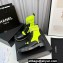 Chanel Knit & Calfskin Combat Boots Black/Fluo Green 2023