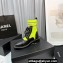 Chanel Knit & Calfskin Combat Boots Black/Fluo Green 2023