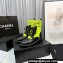 Chanel Knit & Calfskin Combat Boots Black/Fluo Green 2023