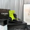 Chanel Knit & Calfskin Combat Boots Black/Fluo Green 2023