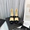 Chanel Heel 5.5cm Stretch Lambskin & Patent Calfskin Short Boots with Bow G40099 Apricot 2023