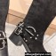 Miu Miu Leather Biker Boots Suede Black with straps and buckles 2023