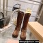 Miu Miu Leather Biker Boots Suede Brown with straps and buckles 2023
