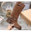 Miu Miu Leather Biker Boots Suede Brown with straps and buckles 2023
