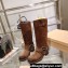 Miu Miu Leather Biker Boots Suede Brown with straps and buckles 2023