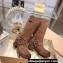 Miu Miu Leather Biker Boots Suede Brown with straps and buckles 2023