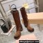 Miu Miu Leather Boots with straps and buckles 5W792D Suede Brown 2023