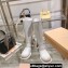 Miu Miu Leather Biker Boots White with straps and buckles 2023