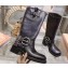 Miu Miu Leather Biker Boots Black with straps and buckles 2023