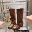 Miu Miu Leather Biker Boots Brown with straps and buckles 2023
