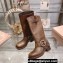 Miu Miu Leather Biker Boots Brown with straps and buckles 2023
