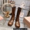 Miu Miu Leather Ankle Boots Brown with straps and buckles 2023
