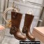 Miu Miu Leather Ankle Boots Brown with straps and buckles 2023